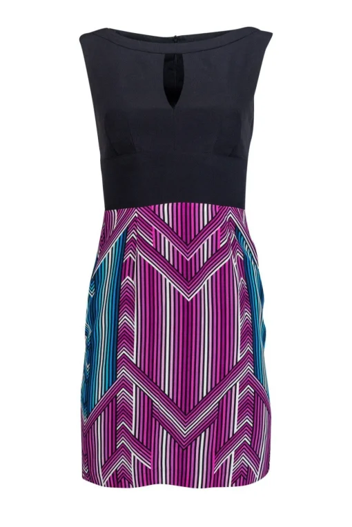 Trina Turk - Black & Multicolored Sheath Dress Sz 0