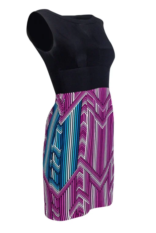 Trina Turk - Black & Multicolored Sheath Dress Sz 0
