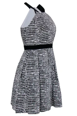 Trina Turk - Black & White Spotted Woven Cotton A-Line Dress Sz 2