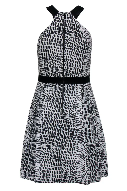 Trina Turk - Black & White Spotted Woven Cotton A-Line Dress Sz 2