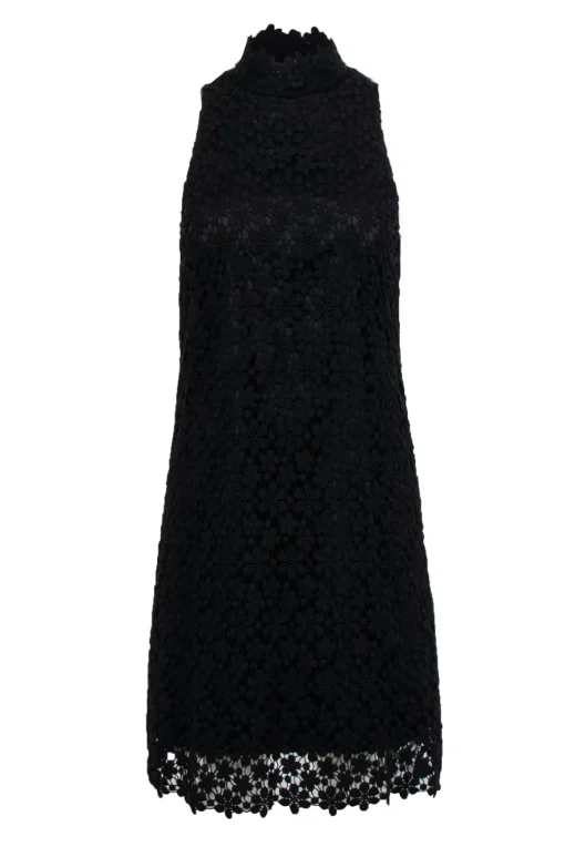 Trina Turk - Black Floral Lace Sleeveless Shift Dress Sz 4