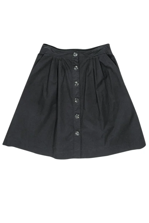 Trina Turk - Black Pleated Button-Up A-Line Skirt Sz S