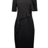 Trina Turk - Black Ruffled Front Sheath Dress Sz 6