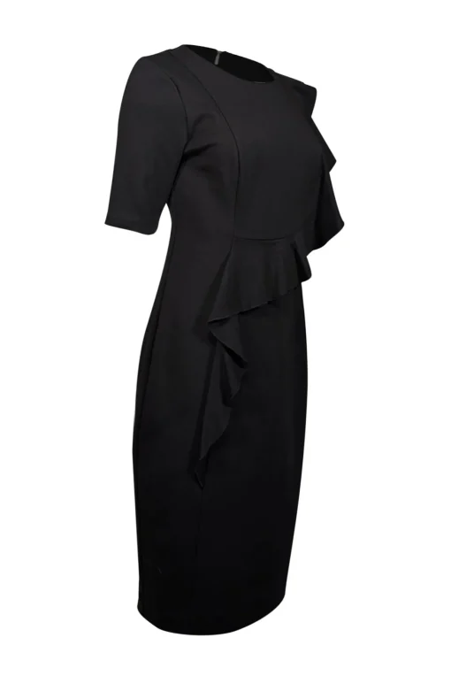 Trina Turk - Black Ruffled Front Sheath Dress Sz 6