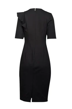 Trina Turk - Black Ruffled Front Sheath Dress Sz 6