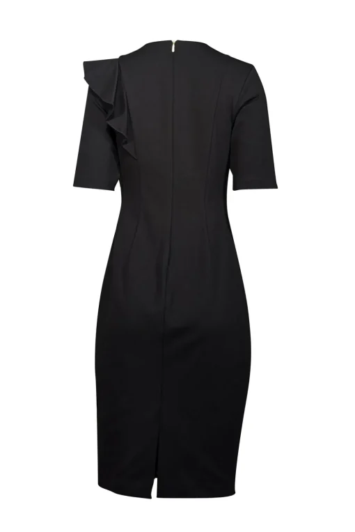 Trina Turk - Black Ruffled Front Sheath Dress Sz 6