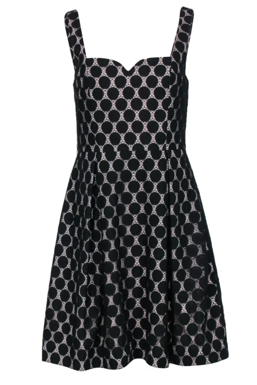 Trina Turk - Black Sleeveless Circle Overlay A-Line Dress Sz M