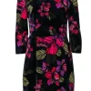 Trina Turk - Black Velvet Dress w/ Multi-Colored Floral Print Sz 8