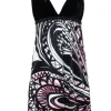 Trina Turk - Black Velvet Printed Mini Dress w/ Beaded Waist Sz 4