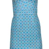 Trina Turk - Blue & White Strapless Tweed Mini Dress Sz 2