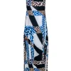 Trina Turk - Blue, Black & White Cheetah Geo Print Maxi Dress Sz S