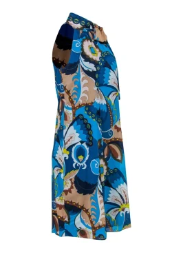 Trina Turk - Blue Paisley Print Sleeveless Midi Dress w/ Neck Tie Sz 0