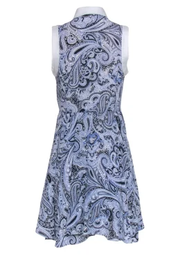 Trina Turk - Blue Paisley Silky Collared Shirt Dress Sz 4