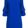 Trina Turk - Cobalt Textured Shift Dress w/ Ruffle Bell Sleeves Sz 6