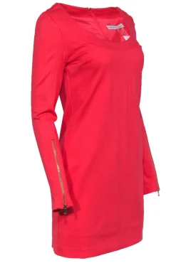 Trina Turk - Coral Long Sleeve Shift Dress w/ Zippered Cuffs Sz 4