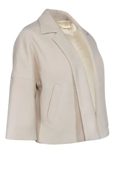 Trina Turk - Cream Woven Notch Lapel Cropped Open Jacket Sz XS