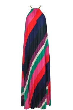 Trina Turk - Multicolor High Neck Sleeveless Pleated Maxi Dress Sz S