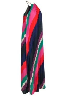 Trina Turk - Multicolor High Neck Sleeveless Pleated Maxi Dress Sz S
