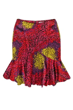 Trina Turk - Multi-Printed Fishtail Satin Skirt Sz 8