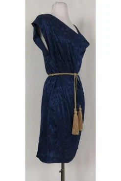 Trina Turk - Navy Blue Silk Dress w/ Rope Belt Sz 2