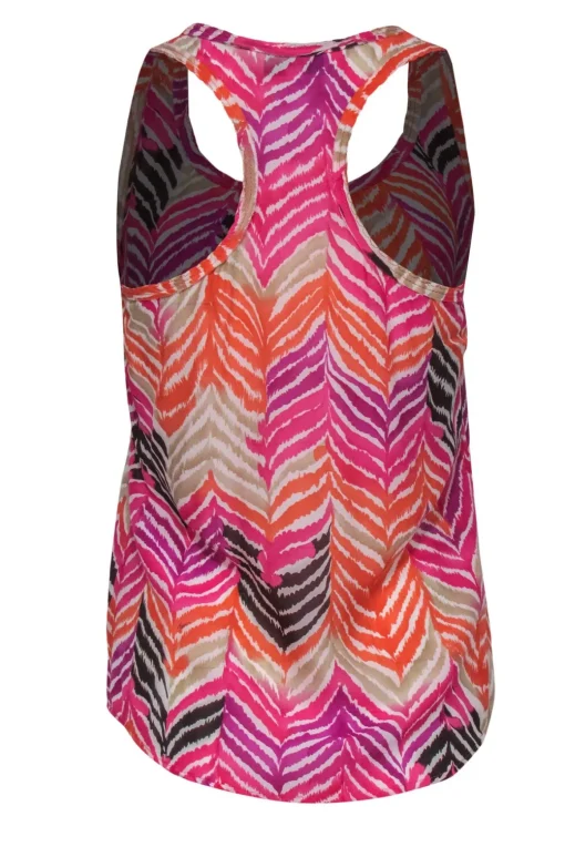 Trina Turk - Pink & Multicolor Printed Racerback Silk Tank Sz P