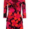 Trina Turk - Pink, Navy & Orange Floral Tie-Back Dress Sz XS