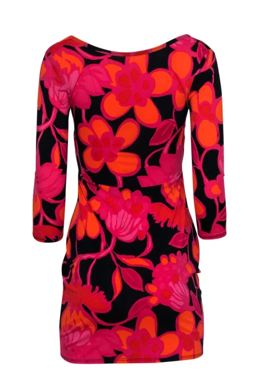 Trina Turk - Pink, Navy & Orange Floral Tie-Back Dress Sz XS