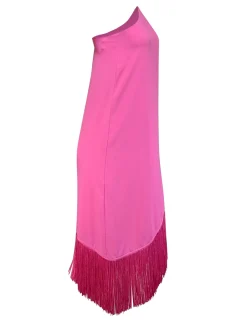 Trina Turk - Pink One Shoulder Fringe Trim Dress Sz XS