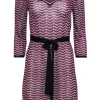 Trina Turk - Purple, Black & White Chevron Knit Belted Shift Dress Sz M