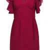 Trina Turk - Raspberry Pink Flutter Sleeve Fit & Flare Dress Sz 2
