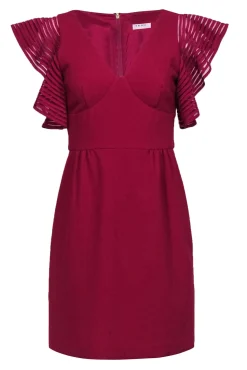 Trina Turk - Raspberry Pink Flutter Sleeve Fit & Flare Dress Sz 2