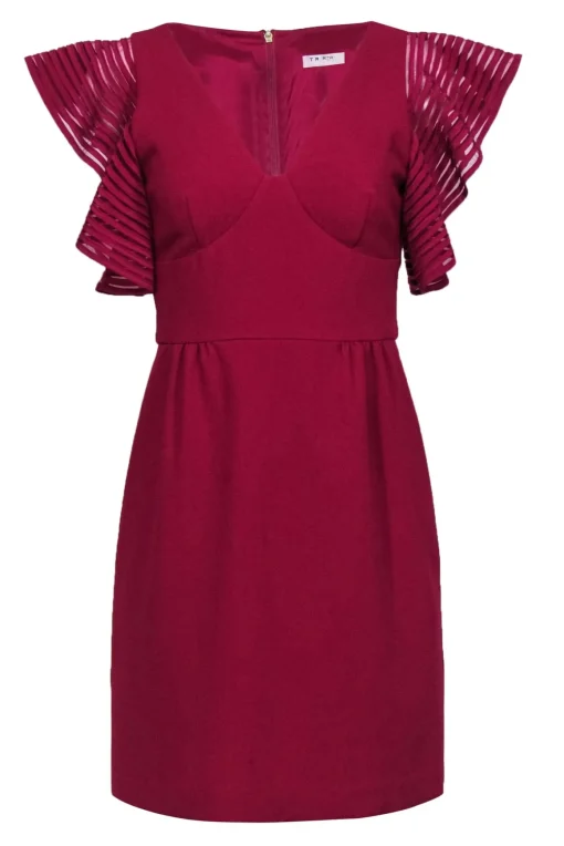Trina Turk - Raspberry Pink Flutter Sleeve Fit & Flare Dress Sz 2