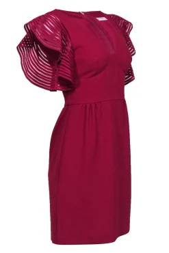 Trina Turk - Raspberry Pink Flutter Sleeve Fit & Flare Dress Sz 2