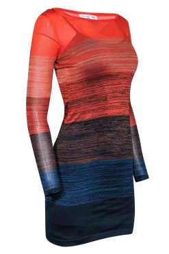 Trina Turk - Shades of Orange & Blue Ombre Long Sleeve Knit Dress Sz SP