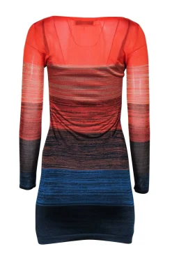 Trina Turk - Shades of Orange & Blue Ombre Long Sleeve Knit Dress Sz SP