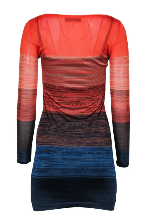 Trina Turk - Shades of Orange & Blue Ombre Long Sleeve Knit Dress Sz SP