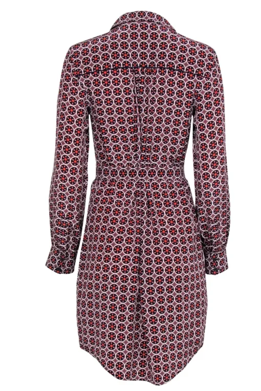 Trina Turk - Tan & Multicolored Geometric Print Belted Shirtdress Sz S