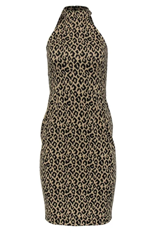 Trina Turk - Tan Leopard Print Sleeveless Midi Dress Sz 0
