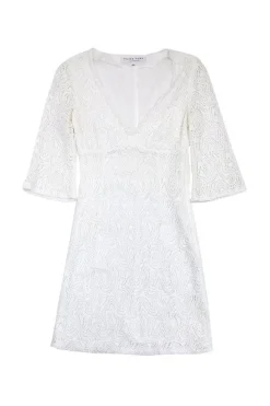 Trina Turk - White Crochet 3/4 Sleeve Dress Sz 0