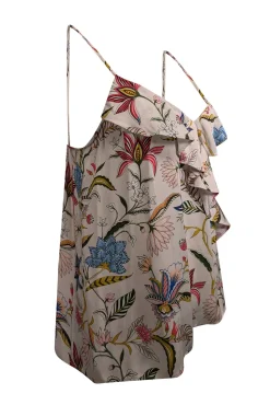 Tucker - Off White w/ Multicolor Floral Paisley Print Silk Sleeveless Top Sz M