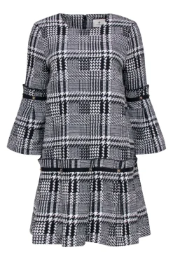 Tuckernuck - Black & White Plaid Drop Waist Shift Dress Sz S