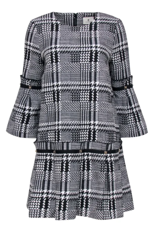 Tuckernuck - Black & White Plaid Drop Waist Shift Dress Sz S
