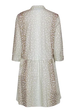 Tuckernuck - Cream & Tan Deer Print A-Line Button Front Shirt Dress Sz M