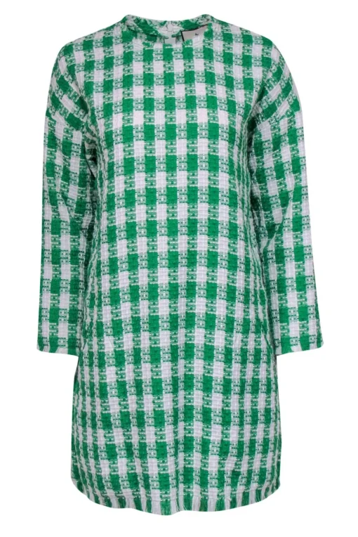 Tuckernuck - Green & White Checkered Tweed Mini Dress Sz M