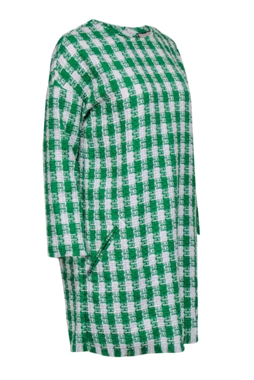Tuckernuck - Green & White Checkered Tweed Mini Dress Sz M