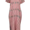 Tuckernuck - Red & Cream Stripe w/ Green Embroidered Detail Tunic Dress Sz M