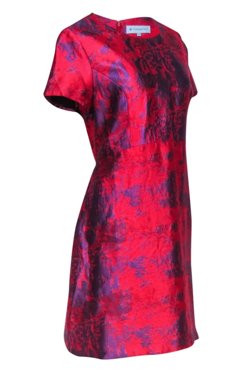 Tuckernuck - Red & Purple Brocade Short Sleeve Dress Sz XXL