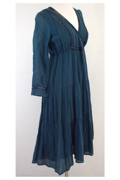 Twelfth Street by Cynthia Vincent - Teal Cotton Peasant Dress Sz 6
