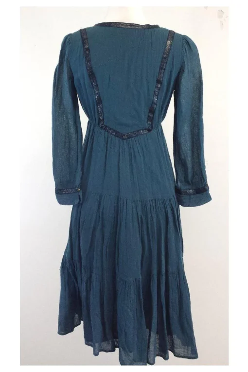 Twelfth Street by Cynthia Vincent - Teal Cotton Peasant Dress Sz 6