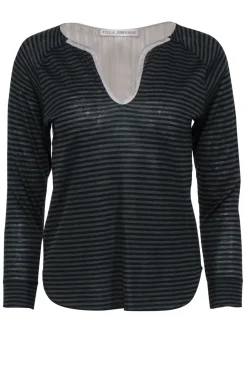 Ulla Johnson - Black & Green Striped Top w/ Cream Layering Sz S